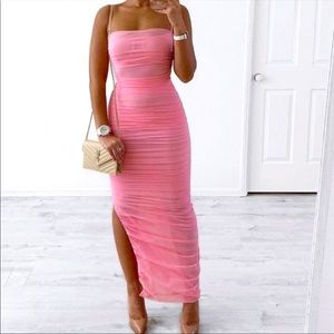 House Of CB ‘Fornarina’ Pink Organza Mesh Dress